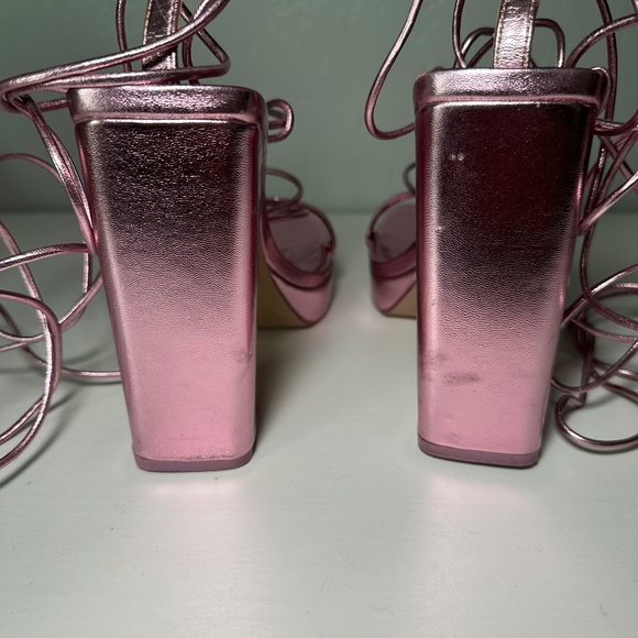 Like New Steve Madden Manzie Metallic Pink Platforms - Picture 9 of 12